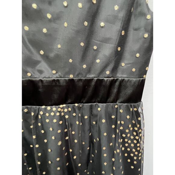 Tiana B Dress Womens 14 Black and Gold Metallic Polka Dot Spaghetti straps Y2K‎ - Picture 6 of 6